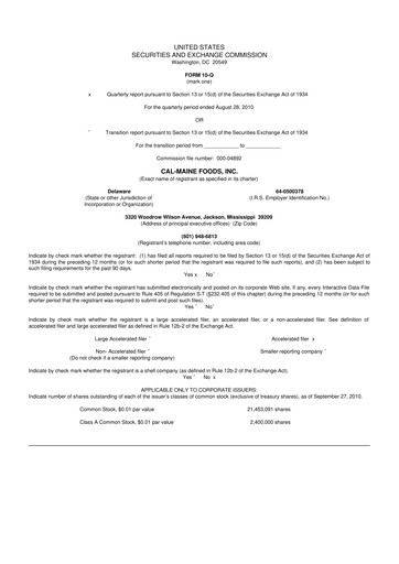Thumbnail Cal-Maine Foods 10-Q Quarterly Report FY 