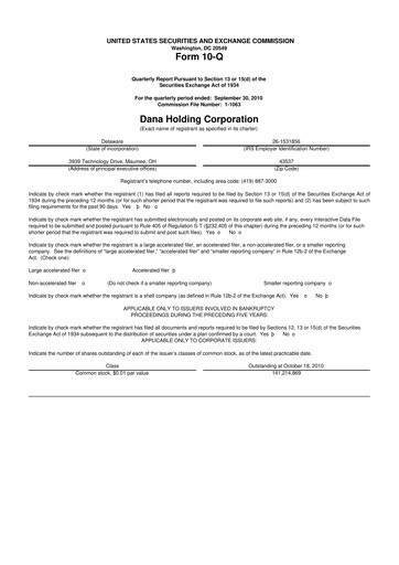 Thumbnail Dana Incorporated 10-Q Quarterly Report FY 