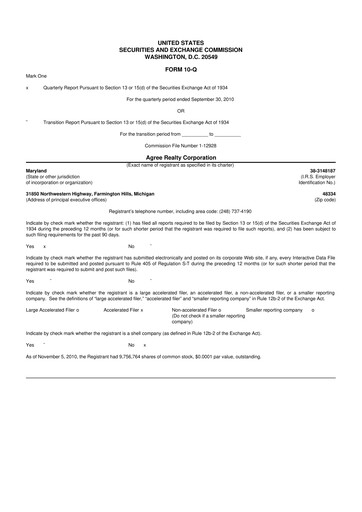 Thumbnail Agree Realty
 10-Q Quarterly Report FY 