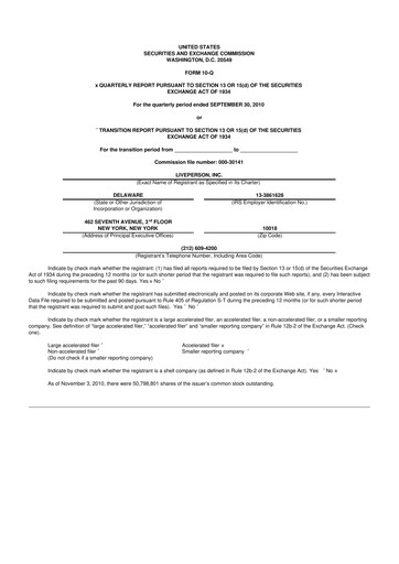 Thumbnail LivePerson 10-Q Quarterly Report FY 