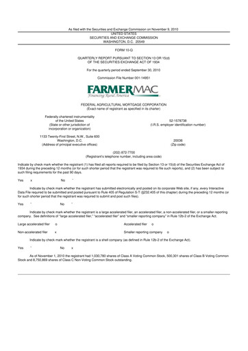 Thumbnail Federal Agricultural Mortgage Corporation 10-Q Quarterly Report FY 