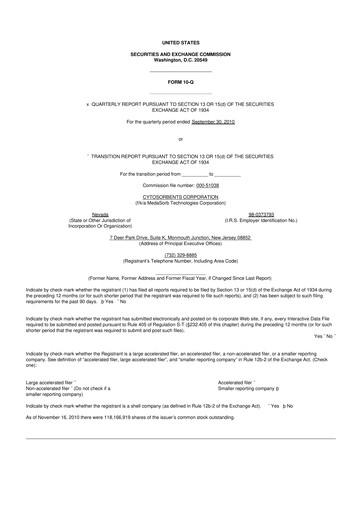 Miniature Cytosorbents 10-Q Rapport trimestriel  