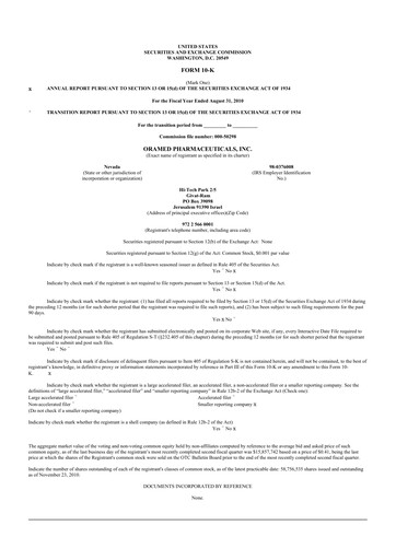 Vorschaubild Oramed Pharmaceuticals 10-K Jahresbericht 