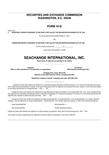 Thumbnail SeaChange International 10-Q Quarterly Report FY 