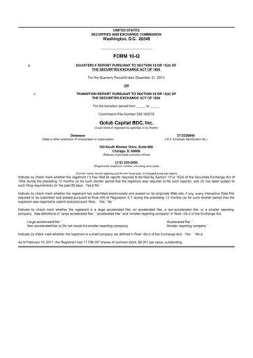 Thumbnail Golub Capital 10-Q Quarterly Report FY 