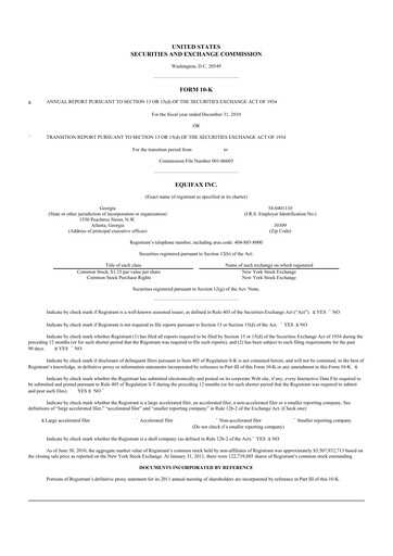Thumbnail Equifax 10-K Annual Report 2010