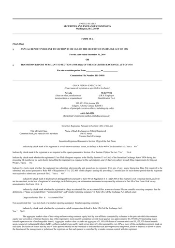 Thumbnail Gran Tierra Energy 10-K Annual Report 2010