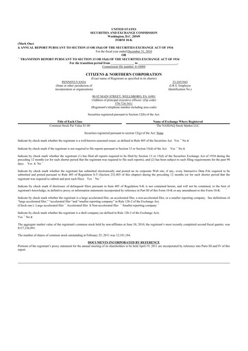 Thumbnail Citizens & Northern Corp 10-K Annual Report 