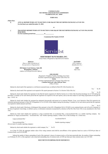 Thumbnail ServisFirst Bancshares 10-K Annual Report 