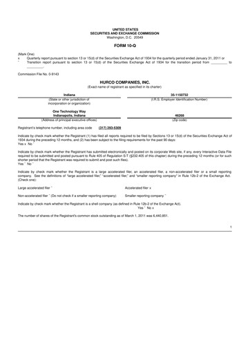 Thumbnail Hurco Companies 10-Q Quarterly Report FY 