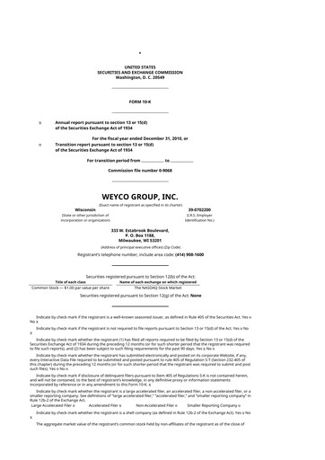 Vorschaubild Weyco Group 10-K Jahresbericht 