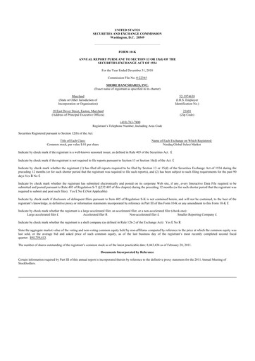 Thumbnail Shore Bancshares 10-K Annual Report 