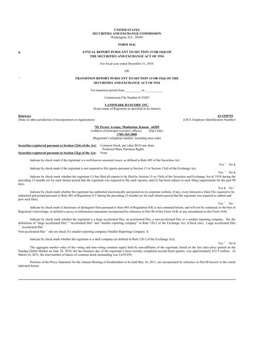 Thumbnail Landmark Bancorp 10-K Annual Report 