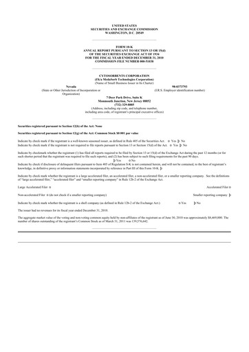 Vorschaubild Cytosorbents 10-K Jahresbericht 
