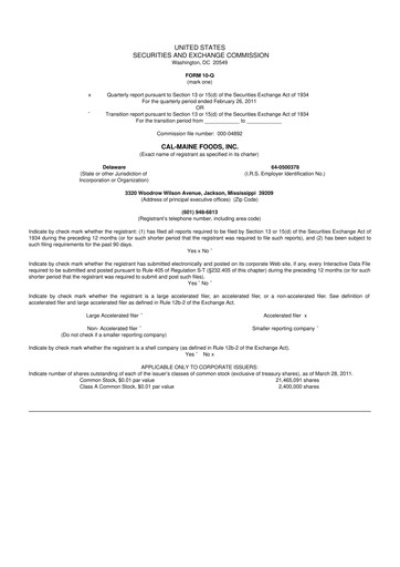 Thumbnail Cal-Maine Foods 10-Q Quarterly Report FY 