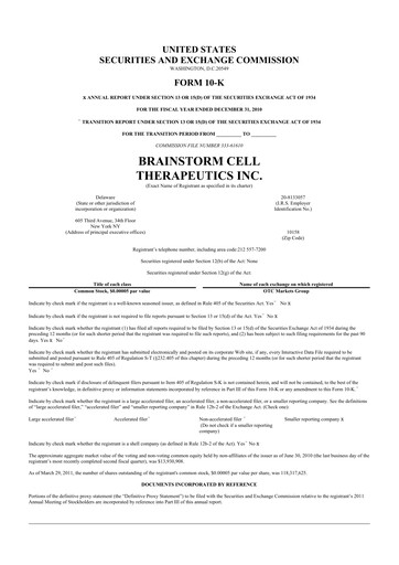 Vorschaubild BrainStorm Cell Therapeutics 10-K Jahresbericht 