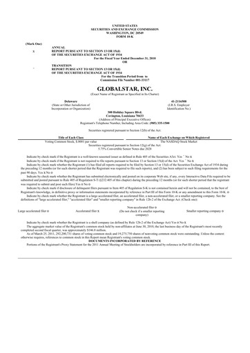 Thumbnail Globalstar
 10-K Annual Report 
