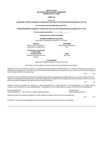 Thumbnail Oramed Pharmaceuticals 10-Q Quarterly Report FY 