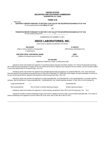 Thumbnail IDEXX Laboratories 10-Q Quarterly Report FY2011 