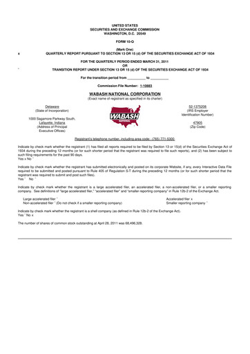 Vorschaubild Wabash National
 10-Q Quartalsbericht  