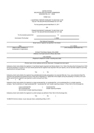 Vorschaubild Park National Corp 10-Q Quartalsbericht 2011 