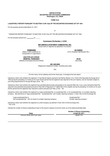 Thumbnail Mid-America Apartment Communities 10-Q Quarterly Report FY2011 