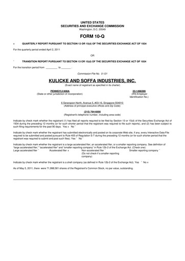 Thumbnail Kulicke and Soffa Industries 10-Q Quarterly Report FY 