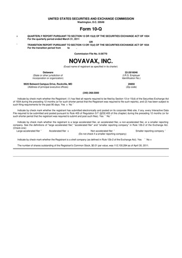 Thumbnail Novavax 10-Q Quarterly Report FY 