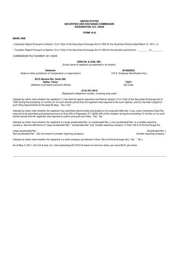Miniature Zion Oil & Gas 10-Q Rapport trimestriel  