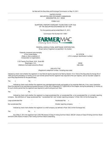 Thumbnail Federal Agricultural Mortgage Corporation 10-Q Quarterly Report FY 