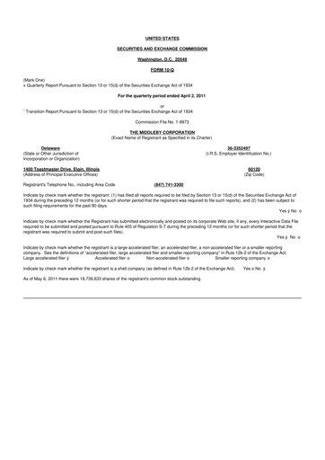 Thumbnail Middleby 10-Q Quarterly Report FY2011 