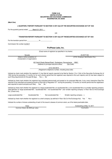 Thumbnail ProPhase Labs 10-Q Quarterly Report FY 