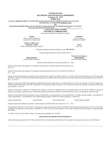 Thumbnail Universal Corporation
 10-K Annual Report 2011