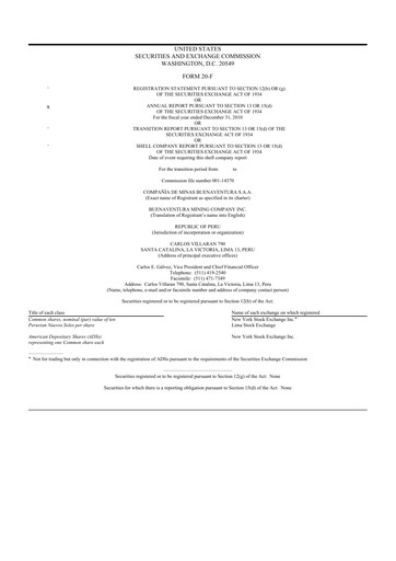 Thumbnail Buenaventura Mining Company  20-F Annual Report 