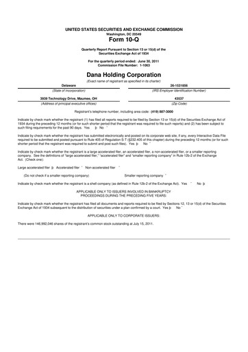 Thumbnail Dana Incorporated 10-Q Quarterly Report FY 