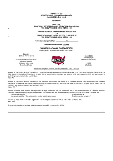 Vorschaubild Wabash National
 10-Q Quartalsbericht 2011 