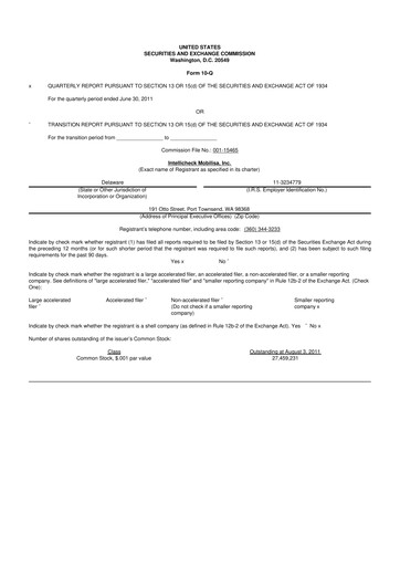 Miniature Intellicheck 10-Q Rapport trimestriel 2011 