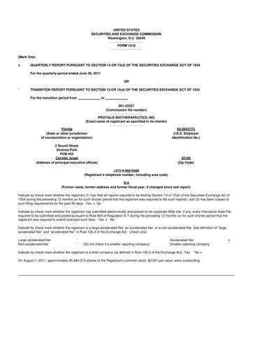 Thumbnail Protalix BioTherapeutics
 10-Q Quarterly Report FY 
