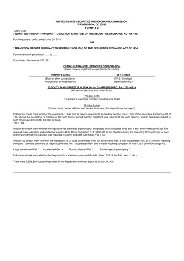 Thumbnail Franklin Financial Services Corporation 10-Q Quarterly Report FY2011 