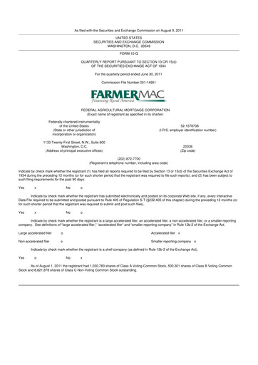 Thumbnail Federal Agricultural Mortgage Corporation 10-Q Quarterly Report FY2011 