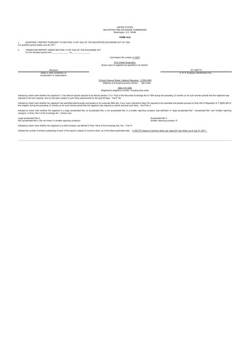 Thumbnail First United Corporation 10-Q Quarterly Report FY2011 