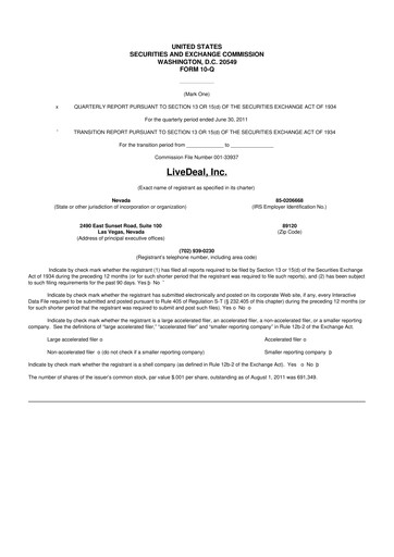 Thumbnail Live Ventures 10-Q Quarterly Report FY2011 