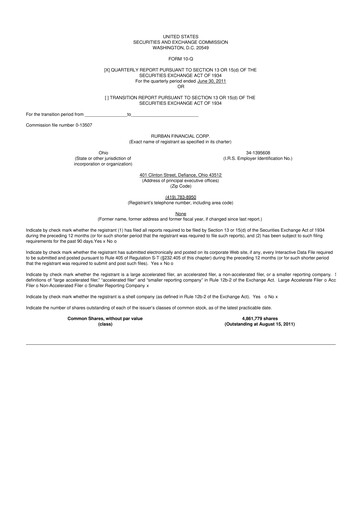 Thumbnail SB Financial Group 10-Q Quarterly Report FY2011 