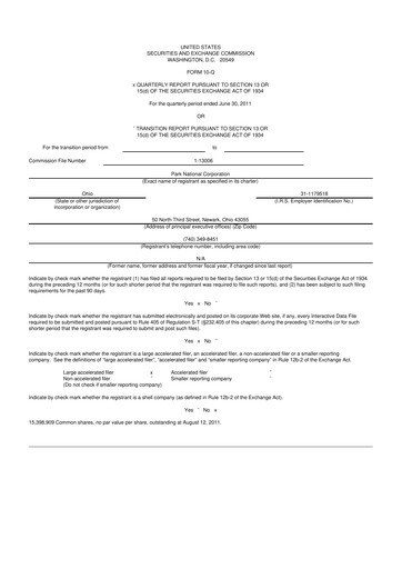 Vorschaubild Park National Corp 10-Q Quartalsbericht  