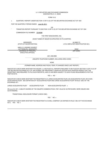 Miniature The First Bancshares 10-Q Rapport trimestriel 2011 