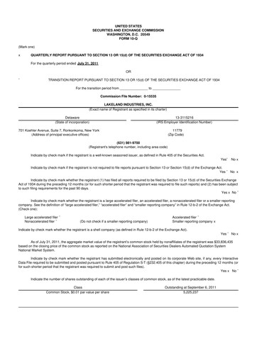 Thumbnail Lakeland Industries
 10-Q Quarterly Report FY 