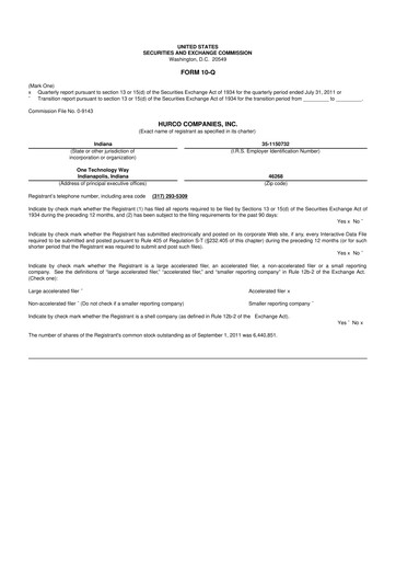 Thumbnail Hurco Companies 10-Q Quarterly Report FY2011 