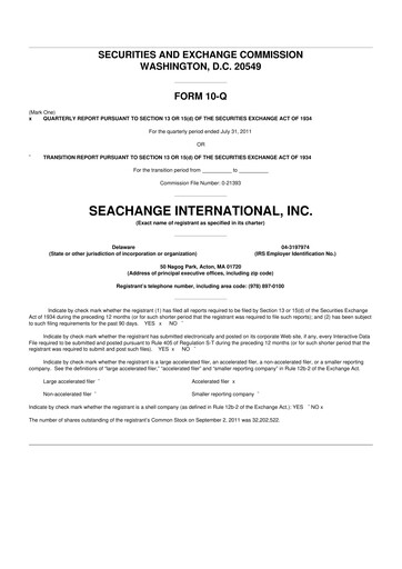 Thumbnail SeaChange International 10-Q Quarterly Report FY2011 
