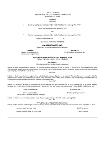 Thumbnail Cal-Maine Foods 10-Q Quarterly Report FY2012 