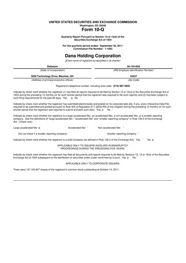 Thumbnail Dana Incorporated 10-Q Quarterly Report FY 